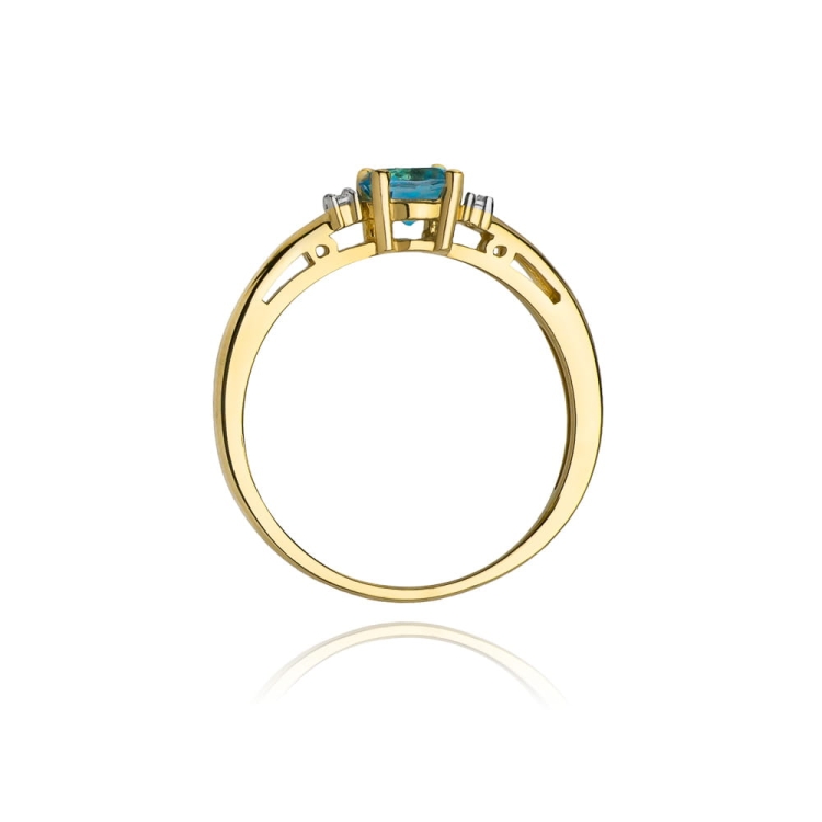 Pierścionek zaręczynowy z żółtego złota z topazem i diamentami 0,03ct Fire Of Love  BW-10-topaz