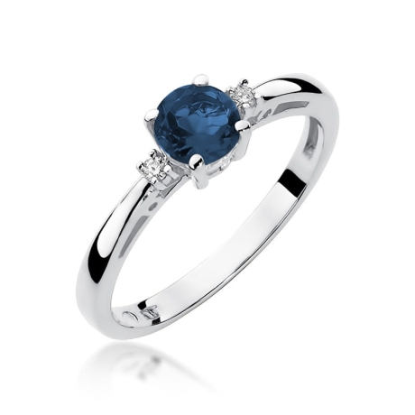 Przejdź do produktu Pierścionek zaręczynowy z białego złota z szafirem i diamentami 0,03ct Fire Of Love 