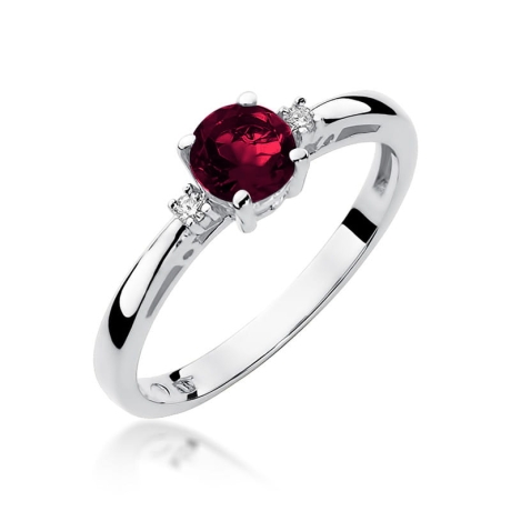 Przejdź do produktu Pierścionek zaręczynowy z białego złota z granatem i diamentami 0,03ct Fire Of Love