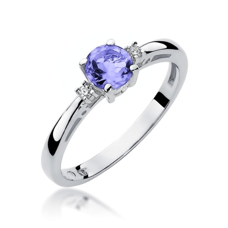 Przejdź do produktu Pierścionek zaręczynowy z białego złota z tanzanitem i diamentami 0,03ct Fire Of Love