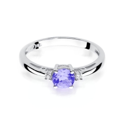 Pierścionek zaręczynowy z białego złota z tanzanitem i diamentami 0,03ct Fire Of Love BW-10-tanzanit-b