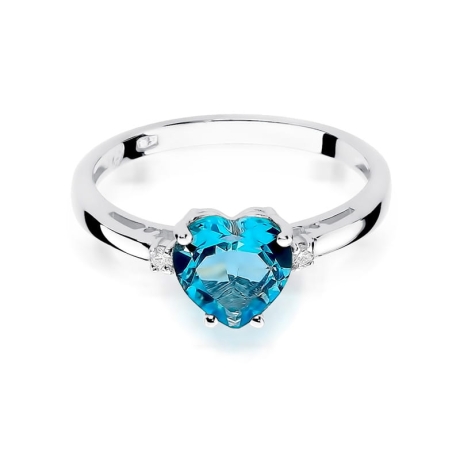 Przejdź do produktu Pierścionek zaręczynowy z białego złota z topazem i diamentami 0,03ct Fire Of Love