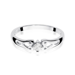 Pierścionek zaręczynowy z białego złota z diamentem 0,10ct Fire Of Love GW-13-b