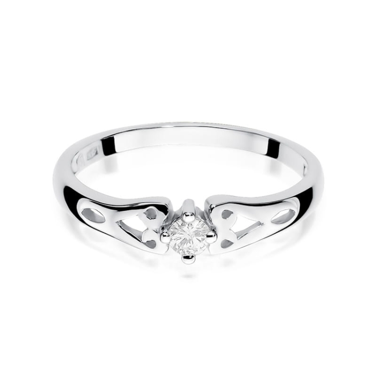 Pierścionek zaręczynowy z białego złota z diamentem 0,10ct Fire Of Love GW-13-b