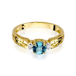 Pierścionek zaręczynowy z żółtego złota z topazem i diamentami 0,02ct Fire Of Love BW-14-topaz
