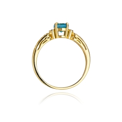 Pierścionek zaręczynowy z żółtego złota z topazem i diamentami 0,02ct Fire Of Love BW-14-topaz