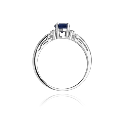 Pierścionek zaręczynowy z białego złota z szafirem i diamentami 0,02ct Fire Of Love BW-14-szafir-b
