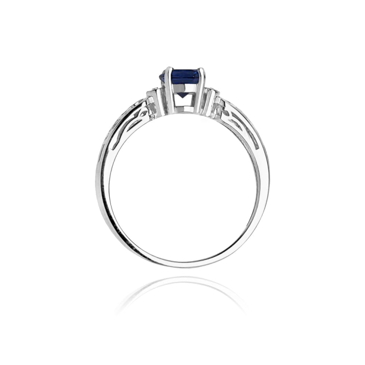 Pierścionek zaręczynowy z białego złota z szafirem i diamentami 0,02ct Fire Of Love BW-14-szafir-b