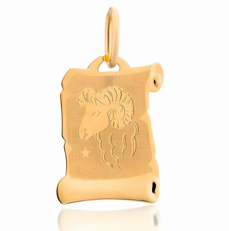 Złota zawieszka znak zodiaku baran - papirus