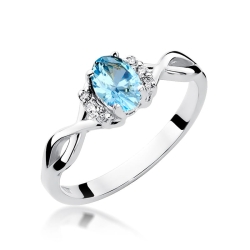 Pierścionek zaręczynowy z białego złota z topazem i diamentami 0,06ct Fire Of Love BW-19-topaz-b