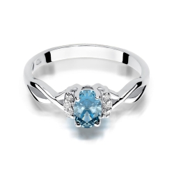 Pierścionek zaręczynowy z białego złota z topazem i diamentami 0,06ct Fire Of Love BW-19-topaz-b