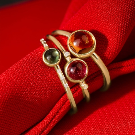 Przejdź do produktu Pierścionek z żółtego złota z zielonym turmalinem 0,30ct Fire Of Love 
