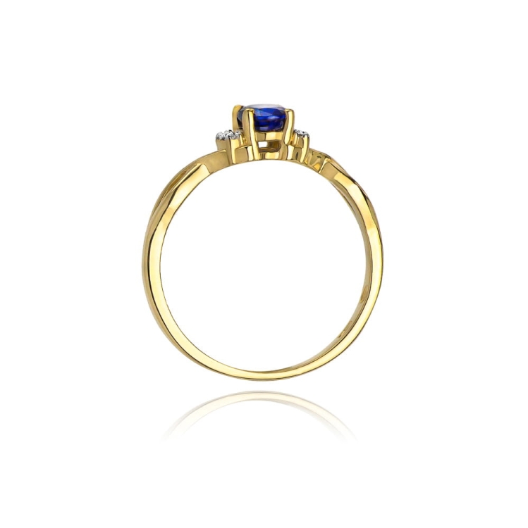 Pierścionek zaręczynowy z żółtego złota z tanzanitem i diamentami 0,05ct Fire Of Love BW-19-tanzanit