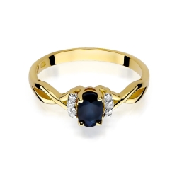 Pierścionek zaręczynowy z żółtego złota z szafirem i diamentami 0,05ct Fire Of Love BW-19-szafir