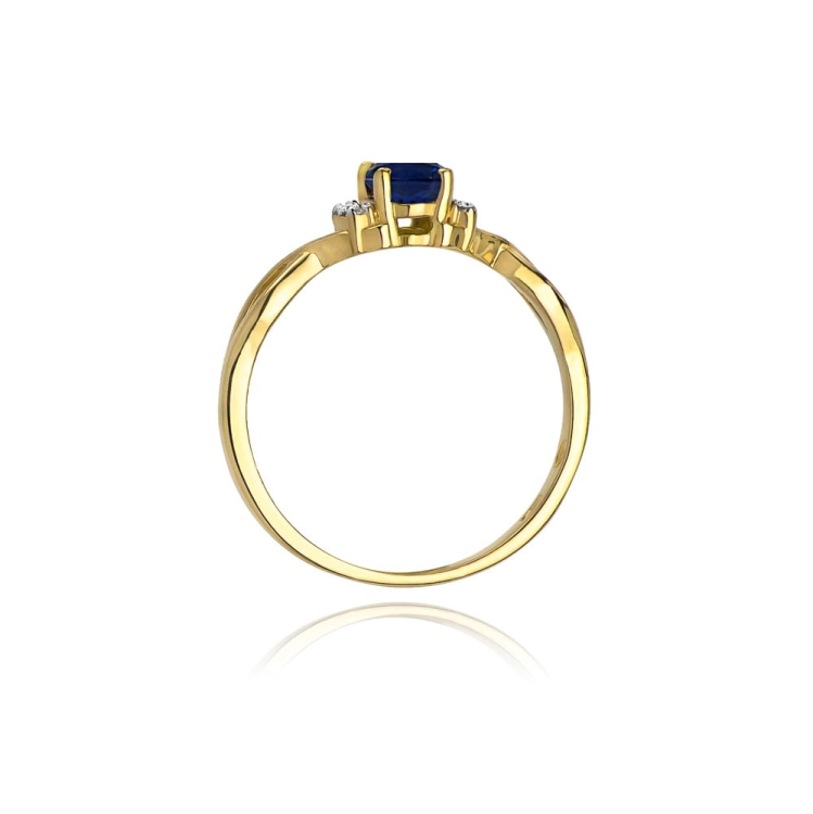 Pierścionek zaręczynowy z żółtego złota z szafirem i diamentami 0,05ct Fire Of Love BW-19-szafir
