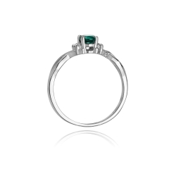 Pierścionek zaręczynowy z białego złota z szmaragdem i diamentami 0,05ct Fire Of Love BE-19-szmaragd-b