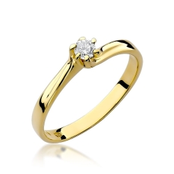 Pierścionek zaręczynowy z żółtego złota z diamentem 0,10ct Fire Of Love BW-21
