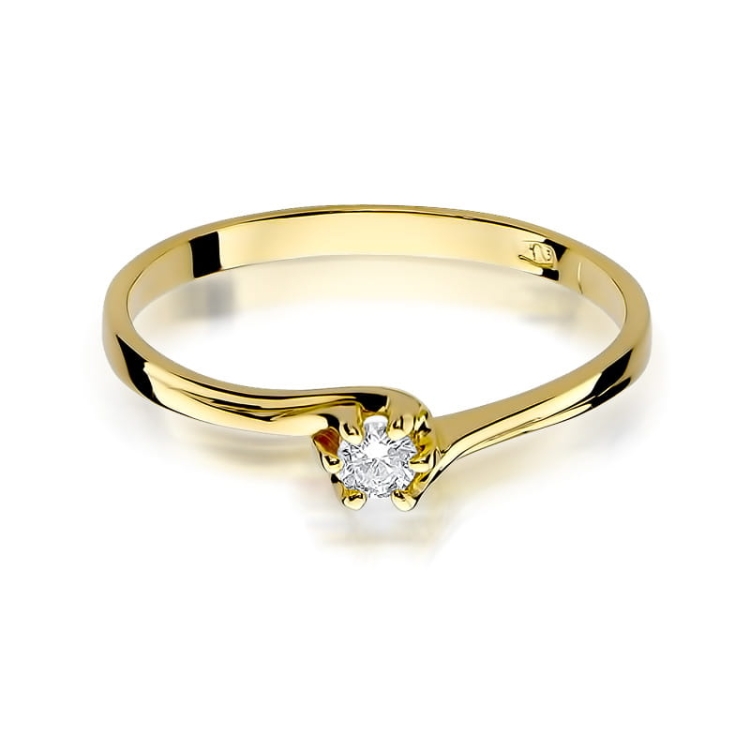 Pierścionek zaręczynowy z żółtego złota z diamentem 0,10ct Fire Of Love BW-21