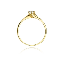 Pierścionek zaręczynowy z żółtego złota z diamentem 0,10ct Fire Of Love BW-21