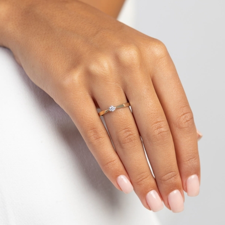 Przejdź do produktu Pierścionek BW0229 Diament Laboratoryjny 0,10ct żółte złoto 