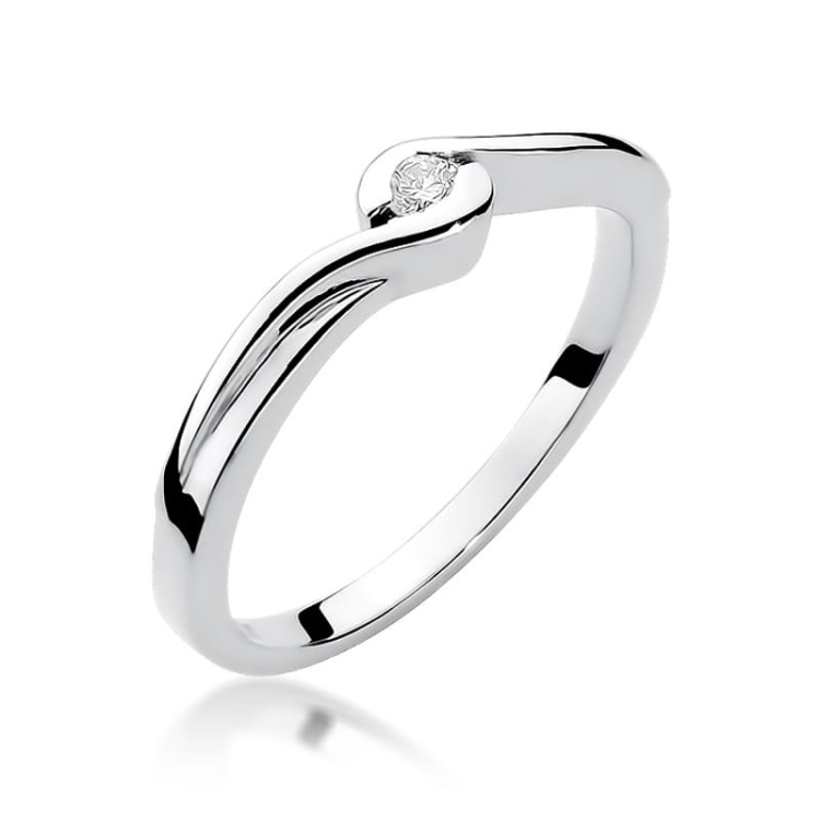 Pierścionek zaręczynowy z białego złota z diamentem 0,05ct Fire Of Love BW-27-b