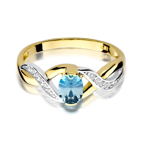 Przejdź do produktu Pierścionek zaręczynowy z żółtego złota z topazem i diamentami 0,05ct Fire Of Love