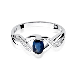 Pierścionek zaręczynowy z białego złota z szafirem i diamentami 0,05ct Fire Of Love BW-28-szafir-b