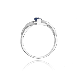Pierścionek zaręczynowy z białego złota z szafirem i diamentami 0,05ct Fire Of Love BW-28-szafir-b