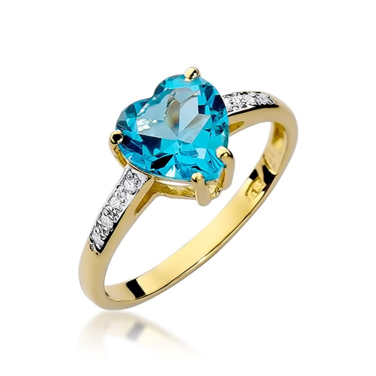 Pierścionek zaręczynowy z żółtego złota z topazem i diamentami 0,04ct Fire Of Love