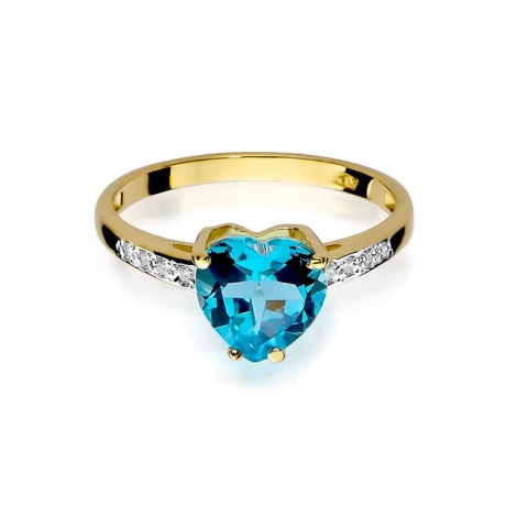 Przejdź do produktu Pierścionek zaręczynowy z żółtego złota z topazem i diamentami 0,04ct Fire Of Love 
