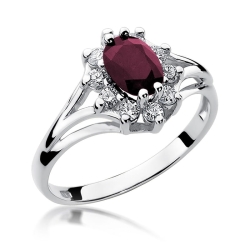 Pierścionek zaręczynowy z białego złota z rubinem i diamentami 0,30ct Fire Of Love BW-37-rubin-b