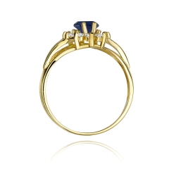 Pierścionek zaręczynowy z żółtego złota z szafirem i diamentami 0,30ct Fire Of Love BW-37-szafir