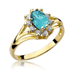 Pierścionek zaręczynowy z żółtego złota z topazem i diamentami 0,30ct Fire Of Love BW-37-topaz
