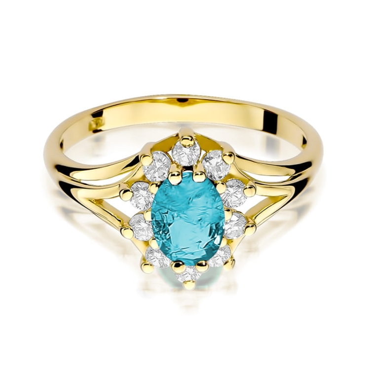 Pierścionek zaręczynowy z żółtego złota z topazem i diamentami 0,30ct Fire Of Love BW-37-topaz