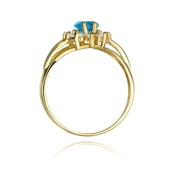Pierścionek zaręczynowy z żółtego złota z topazem i diamentami 0,30ct Fire Of Love BW-37-topaz