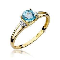 Pierścionek zaręczynowy z żółtego złota z topazem i diamentami 0,01ct Fire Of Love BW-39-topaz