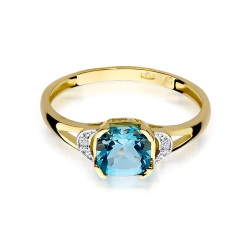 Pierścionek zaręczynowy z żółtego złota z topazem i diamentami 0,01ct Fire Of Love BW-40-topaz