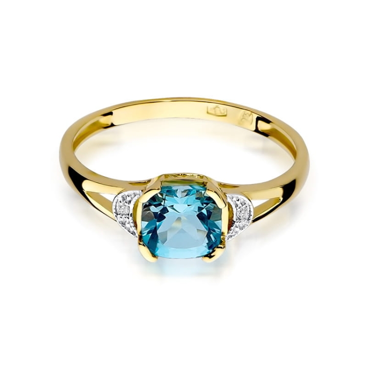 Pierścionek zaręczynowy z żółtego złota z topazem i diamentami 0,01ct Fire Of Love BW-40-topaz