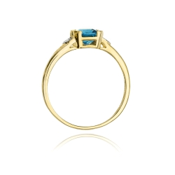 Pierścionek zaręczynowy z żółtego złota z topazem i diamentami 0,01ct Fire Of Love BW-40-topaz