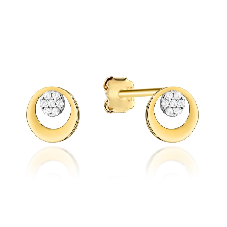 Kolczyki złote ring i wysadzane cyrkoniami kółko (Gramatura: 0.93)