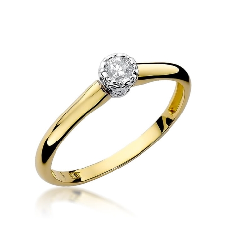 Przejdź do produktu Pierścionek zaręczynowy z żółtego złota z diamentem 0,13ct Fire Of Love