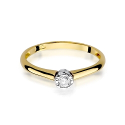 Pierścionek zaręczynowy z żółtego złota z diamentem 0,13ct Fire Of Love BW-42