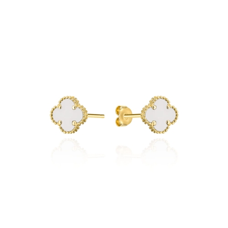 Przejdź do produktu Kolczyki złote z białą koniczynką 4 mm (Gramatura: 1.11)
