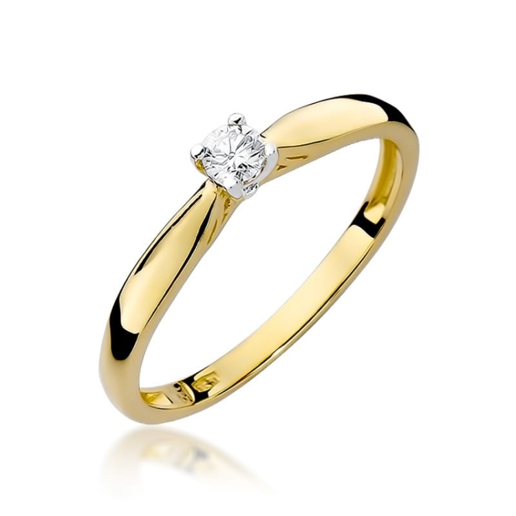 Pierścionek zaręczynowy z żółtego złota z diamentem 0,10ct Fire Of Love BW-45