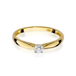 Pierścionek zaręczynowy z żółtego złota z diamentem 0,10ct Fire Of Love BW-45
