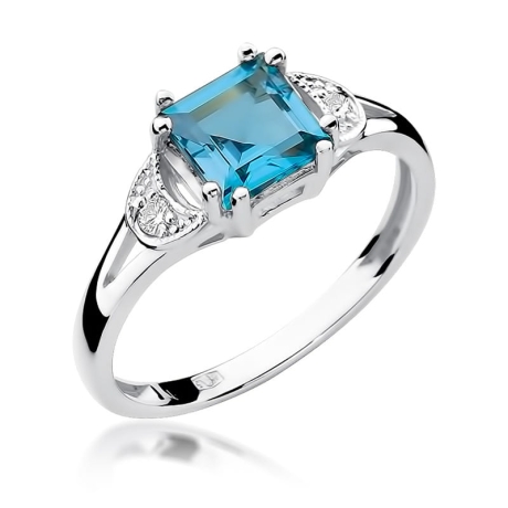 Przejdź do produktu Pierścionek zaręczynowy z białego złota z topazem i diamentami 0,06ct Fire Of Love