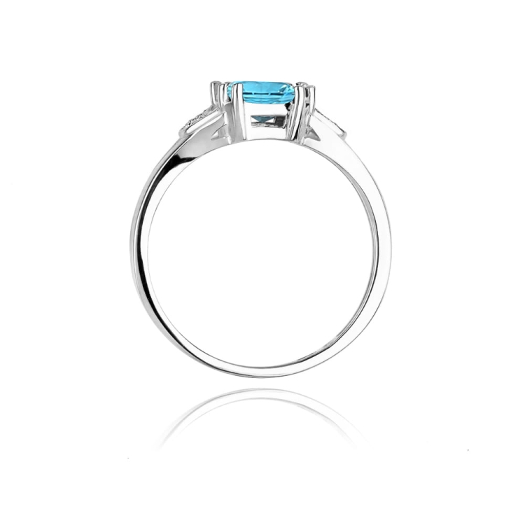 Pierścionek zaręczynowy z białego złota z topazem i diamentami 0,06ct Fire Of Love BW-40B-topaz-b