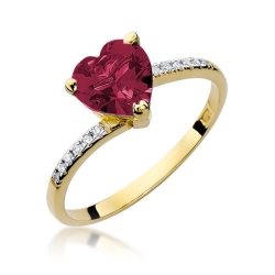 Pierścionek zaręczynowy z żółtego złota z rubinem i diamentami 0,06ct Fire Of Love BW-50-rubin