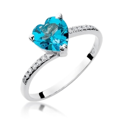 Pierścionek zaręczynowy z białego złota z topazem i diamentami 0,06ct Fire Of Love BW-50-topaz-b