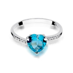 Pierścionek zaręczynowy z białego złota z topazem i diamentami 0,06ct Fire Of Love BW-50-topaz-b